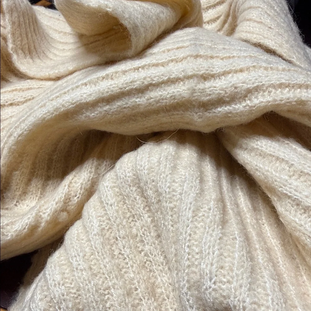 Free People Cream Hooded Knit Wrap Scarf - Picture 9 of 9